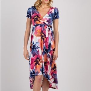 Pinkblush Floral Hi-Low Maternity Wrap Dress